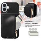 For iPhone 16 Plus Crossbody Lanyard Zipper Wallet Leather Phone Case(Black) - 2