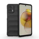 For Motorola Moto G73 5G Magic Shield TPU + Flannel Phone Case(Black) - 1