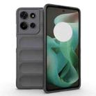 For Motorola Moto G75 5G Global Magic Shield TPU + Flannel Phone Case(Dark Grey) - 1