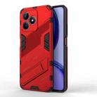 For Realme C53 4G Punk Armor 2 in 1 PC + TPU Phone Case with Holder(Red) - 1