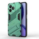 For Realme C53 4G Punk Armor 2 in 1 PC + TPU Phone Case with Holder(Green) - 1