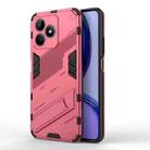 For Realme C53 4G Punk Armor 2 in 1 PC + TPU Phone Case with Holder(Light Red) - 1