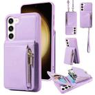 For Samsung Galaxy S23+ 5G Crossbody Lanyard Zipper Wallet Leather Phone Case(Purple) - 1