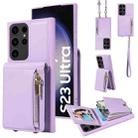 For Samsung Galaxy S23 Ultra 5G Crossbody Lanyard Zipper Wallet Leather Phone Case(Purple) - 1