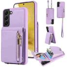 For Samsung Galaxy S22+ 5G Crossbody Lanyard Zipper Wallet Leather Phone Case(Purple) - 1