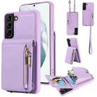 For Samsung Galaxy S21+ 5G Crossbody Lanyard Zipper Wallet Leather Phone Case(Purple) - 1