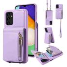 For Samsung Galaxy A13 4G / 5G Crossbody Lanyard Zipper Wallet Leather Phone Case(Purple) - 1