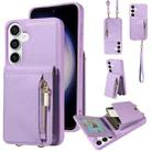 For Samsung Galaxy S23 FE 5G Crossbody Lanyard Zipper Wallet Leather Phone Case(Purple) - 1