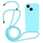 For iPhone 15 Plus Crossbody Lanyard Liquid Silicone Case(Ice Blue) - 1