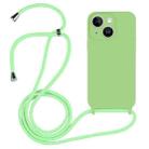 For iPhone 15 Plus Crossbody Lanyard Liquid Silicone Case(Matcha Green) - 1