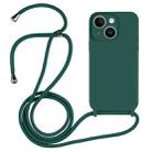 For iPhone 15 Crossbody Lanyard Liquid Silicone Case(Clover Green) - 1