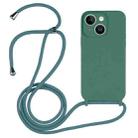 For iPhone 15 Crossbody Lanyard Liquid Silicone Case(Pine Needle Green) - 1