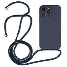 For iPhone 15 Pro Crossbody Lanyard Liquid Silicone Case(Midnight Blue) - 1