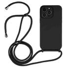 For iPhone 15 Pro Max Crossbody Lanyard Liquid Silicone Case(Black) - 1