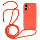 For iPhone 16 Crossbody Lanyard Liquid Silicone Case(Orange) - 1