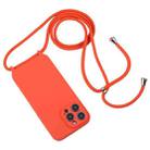 For iPhone 16 Crossbody Lanyard Liquid Silicone Case(Orange) - 2