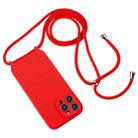 For iPhone 16 Crossbody Lanyard Liquid Silicone Case(Red) - 2