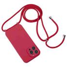 For iPhone 16 Crossbody Lanyard Liquid Silicone Case(Rose Red) - 2