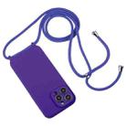 For iPhone 16 Crossbody Lanyard Liquid Silicone Case(Purple) - 2