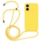 For iPhone 16 Crossbody Lanyard Liquid Silicone Case(Yellow) - 1