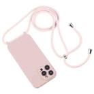 For iPhone 16 Crossbody Lanyard Liquid Silicone Case(Sand Pink) - 2