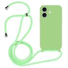 For iPhone 16 Crossbody Lanyard Liquid Silicone Case(Matcha Green) - 1