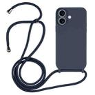 For iPhone 16 Crossbody Lanyard Liquid Silicone Case(Midnight Blue) - 1