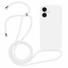 For iPhone 16 Crossbody Lanyard Liquid Silicone Case(White) - 1