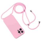 For iPhone 16 Crossbody Lanyard Liquid Silicone Case(Pink) - 2