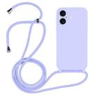 For iPhone 16 Plus Crossbody Lanyard Liquid Silicone Case(Purple) - 1