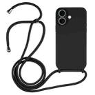 For iPhone 16 Plus Crossbody Lanyard Liquid Silicone Case(Black) - 1