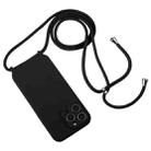 For iPhone 16 Plus Crossbody Lanyard Liquid Silicone Case(Black) - 2