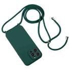 For iPhone 16 Plus Crossbody Lanyard Liquid Silicone Case(Pine Needle Green) - 2