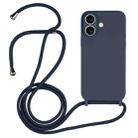 For iPhone 16 Plus Crossbody Lanyard Liquid Silicone Case(Midnight Blue) - 1