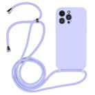 For iPhone 16 Pro Crossbody Lanyard Liquid Silicone Case(Light Purple) - 1