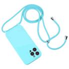 For iPhone 16 Pro Crossbody Lanyard Liquid Silicone Case(Ice Blue) - 2