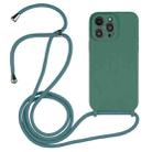 For iPhone 16 Pro Crossbody Lanyard Liquid Silicone Case(Emerald Green) - 1