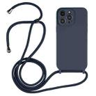 For iPhone 16 Pro Crossbody Lanyard Liquid Silicone Case(Midnight Blue) - 1