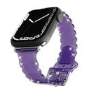 For Apple Watch SE 2022 44mm Diamond Texture Lace Clear TPU Watch Band(Purple) - 1