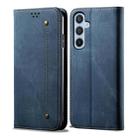 For Samsung Galaxy A25 5G Denim Texture Casual Style Horizontal Flip Leather Case(Blue) - 1