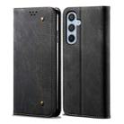 For Samsung Galaxy A25 5G Denim Texture Casual Style Horizontal Flip Leather Case(Black) - 1
