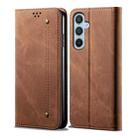 For Samsung Galaxy S23 FE 5G Denim Texture Casual Style Horizontal Flip Leather Case(Brown) - 1