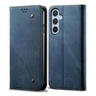 For Samsung Galaxy A05s Denim Texture Casual Style Horizontal Flip Leather Case(Blue) - 1