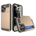 For iPhone 15 Pro Multifunction Armor Slide Card Slot Phone Case(Gold) - 1