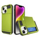 For iPhone 14 Multifunction Armor Slide Card Slot Phone Case(Grass Green) - 1