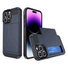 For iPhone 14 Pro Multifunction Armor Slide Card Slot Phone Case(Navy Blue) - 1