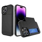 For iPhone 14 Pro Multifunction Armor Slide Card Slot Phone Case(Black) - 1