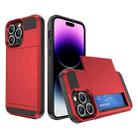 For iPhone 14 Pro Multifunction Armor Slide Card Slot Phone Case(Red) - 1