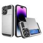 For iPhone 14 Pro Multifunction Armor Slide Card Slot Phone Case(Silver) - 1