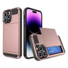 For iPhone 14 Pro Multifunction Armor Slide Card Slot Phone Case(Rose Gold) - 1